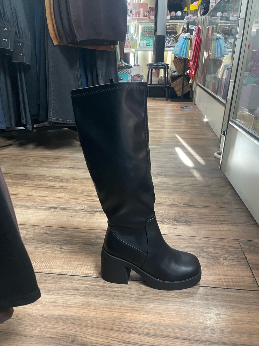 Women's Black Platform Knee-High Boots